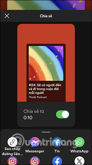 Instructions for sharing Spotify podcasts by playtime Picture 6