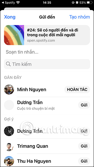 Instructions for sharing Spotify podcasts by playtime Picture 7