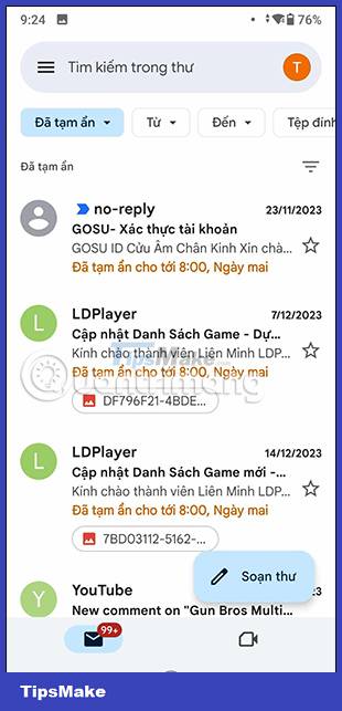 Instructions for snoozing emails in Gmail Picture 15