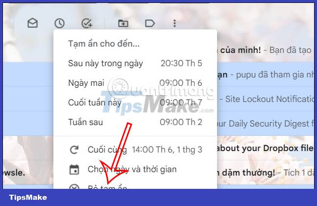 Instructions for snoozing emails in Gmail Picture 19