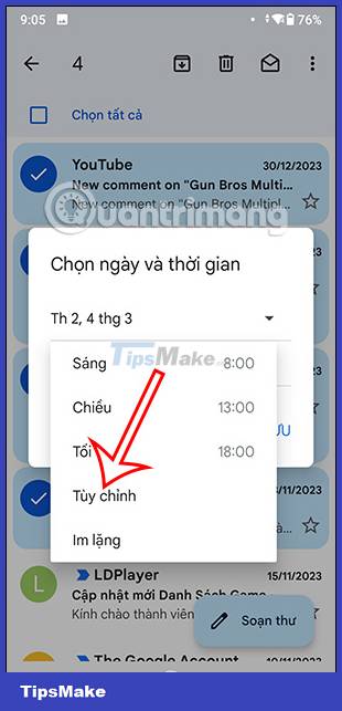 Instructions for snoozing emails in Gmail Picture 6