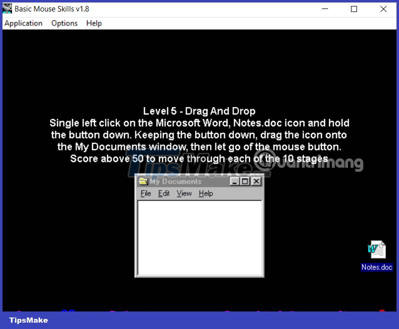 Instructions for using Basic Mouse Skills mouse training software Picture 6