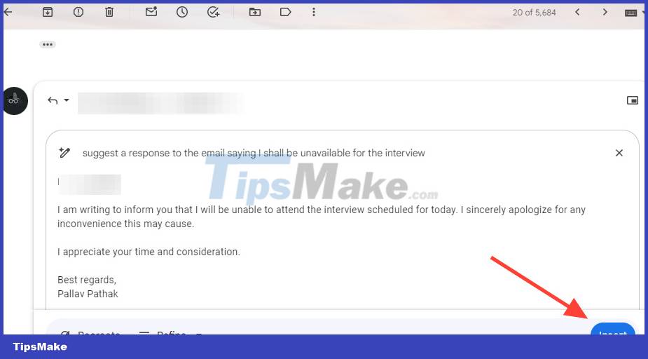 Instructions for using Gemini in Gmail Picture 8