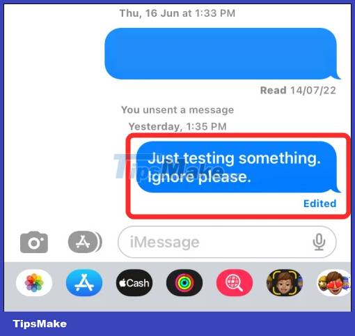 Instructions for viewing message editing history on iPhone Picture 1