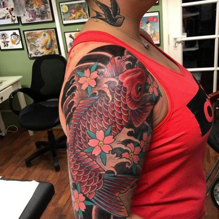 The most beautiful Japanese arm neck tattoo Picture 11