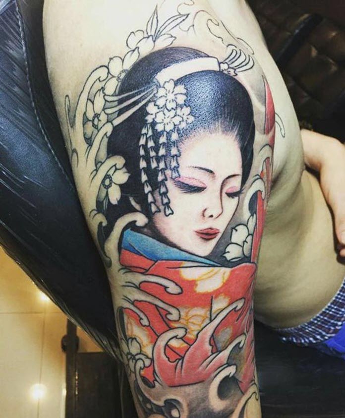 The most beautiful Japanese arm neck tattoo Picture 12