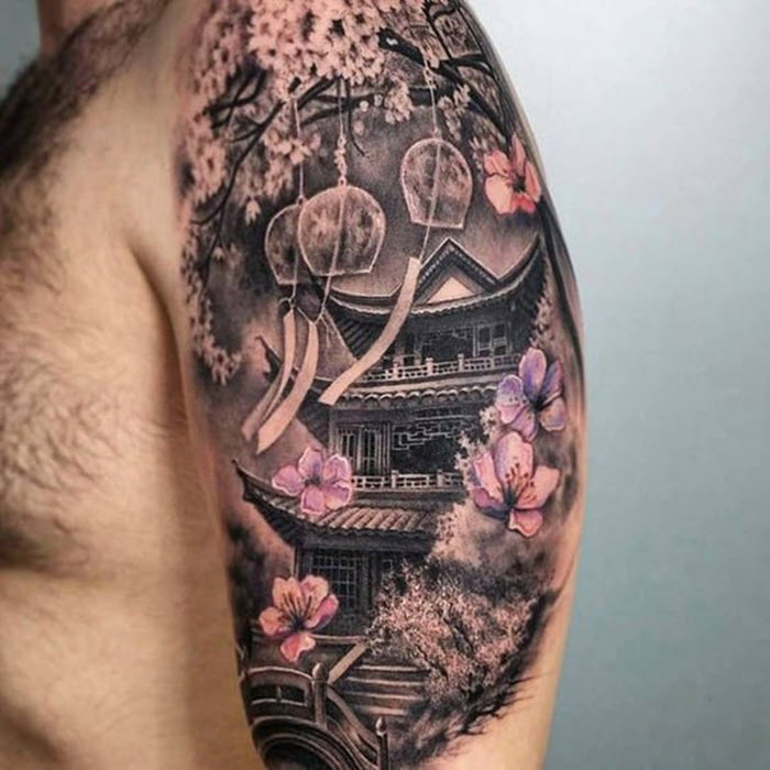 The most beautiful Japanese arm neck tattoo Picture 14