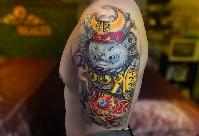 The most beautiful Japanese arm neck tattoo Picture 16