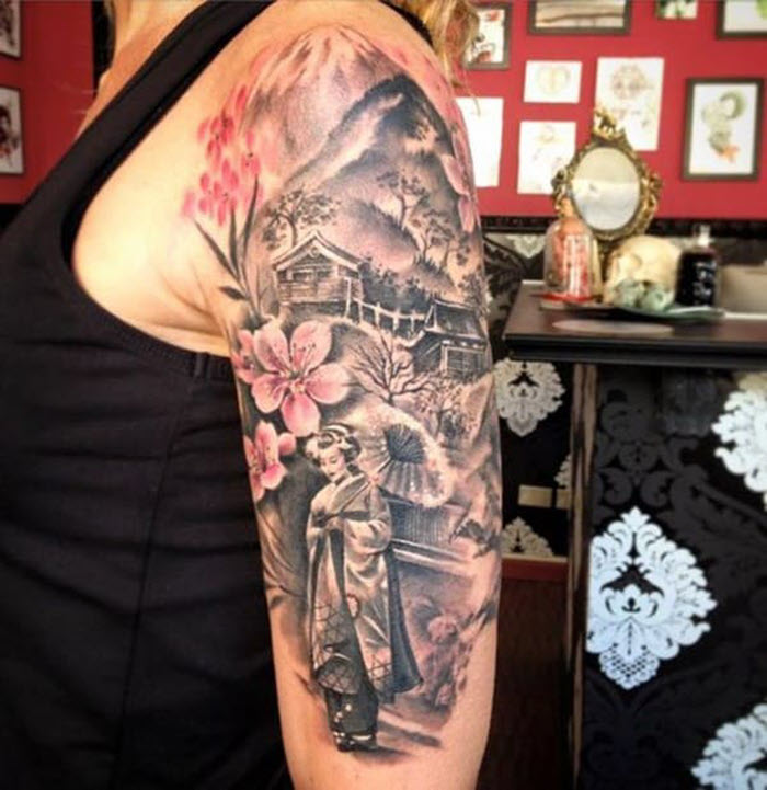 The most beautiful Japanese arm neck tattoo Picture 22