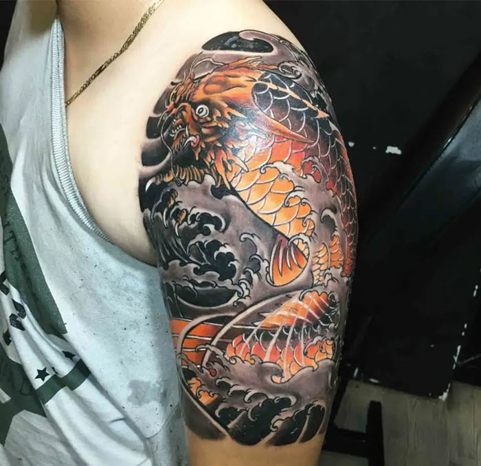 The most beautiful Japanese arm neck tattoo Picture 3