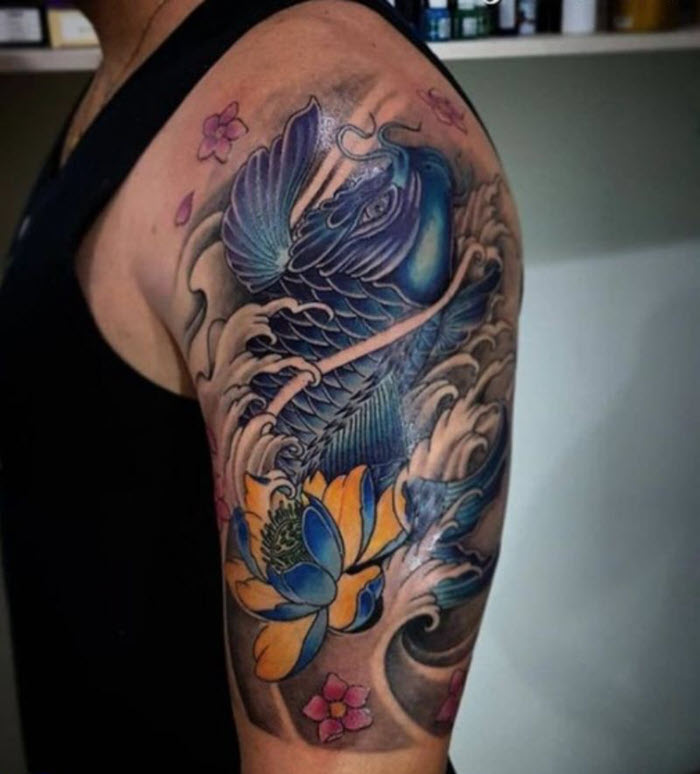 The most beautiful Japanese arm neck tattoo Picture 34