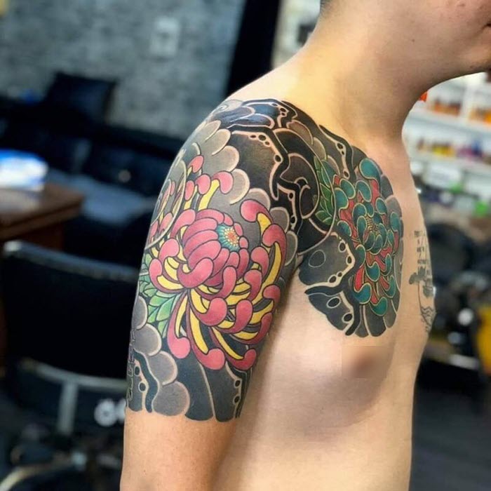 The most beautiful Japanese arm neck tattoo Picture 35