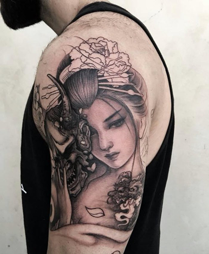 The most beautiful Japanese arm neck tattoo Picture 40