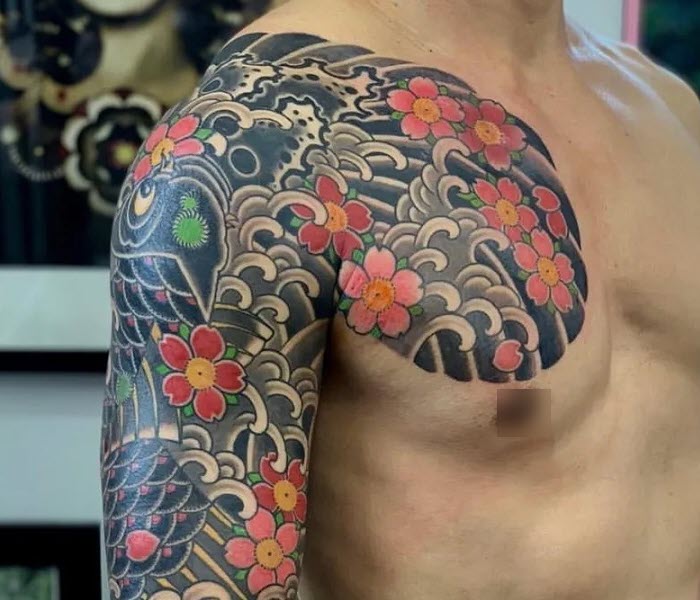 The most beautiful Japanese arm neck tattoo Picture 41