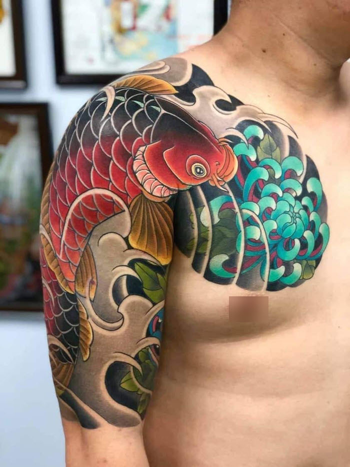 The most beautiful Japanese arm neck tattoo Picture 43