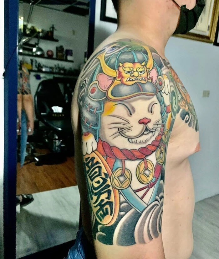 The most beautiful Japanese arm neck tattoo Picture 6