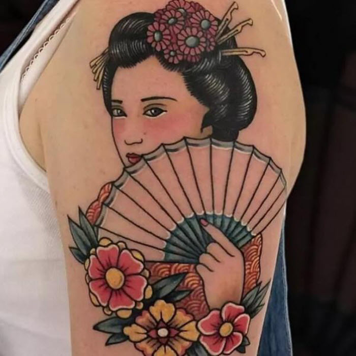 The most beautiful Japanese arm neck tattoo Picture 8
