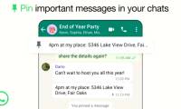 Instructions for pinning messages in WhatsApp