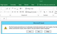 Instructions to fix Excel files with format and extension don't match errors
