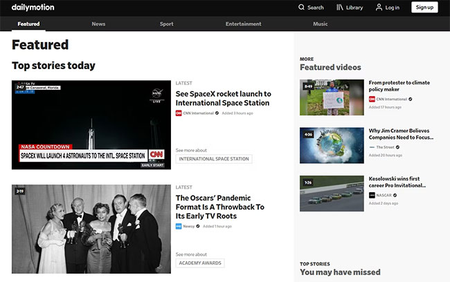 Picture 2 of 11 websites for watching videos similar to YouTube.