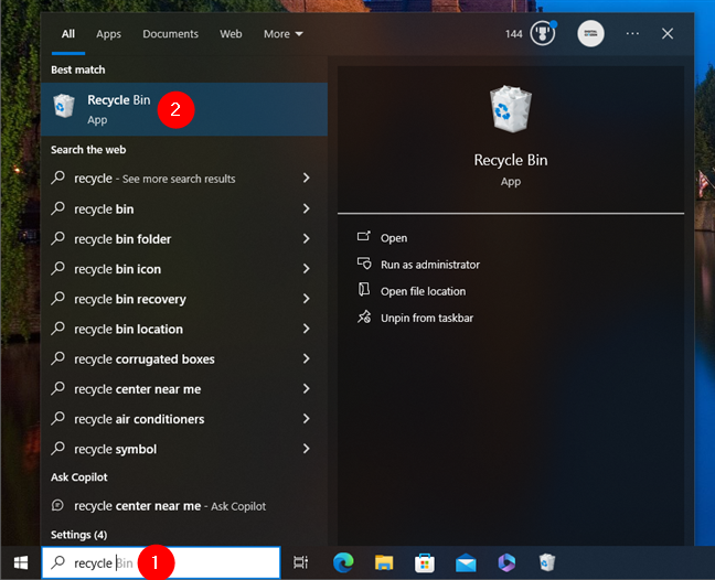 Picture 6 of 11 ways to open the Recycle Bin on Windows