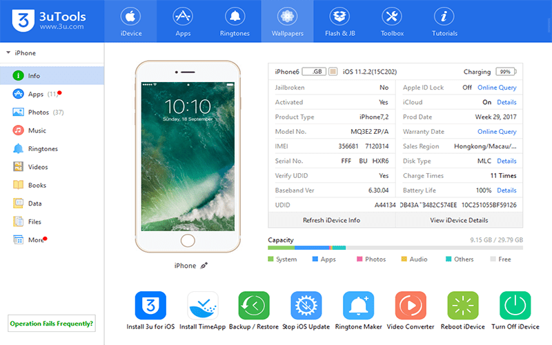3uTools - Data management and copy tool for iPhone Picture 1