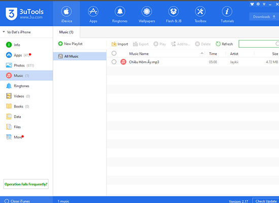 3uTools - Data management and copy tool for iPhone Picture 4