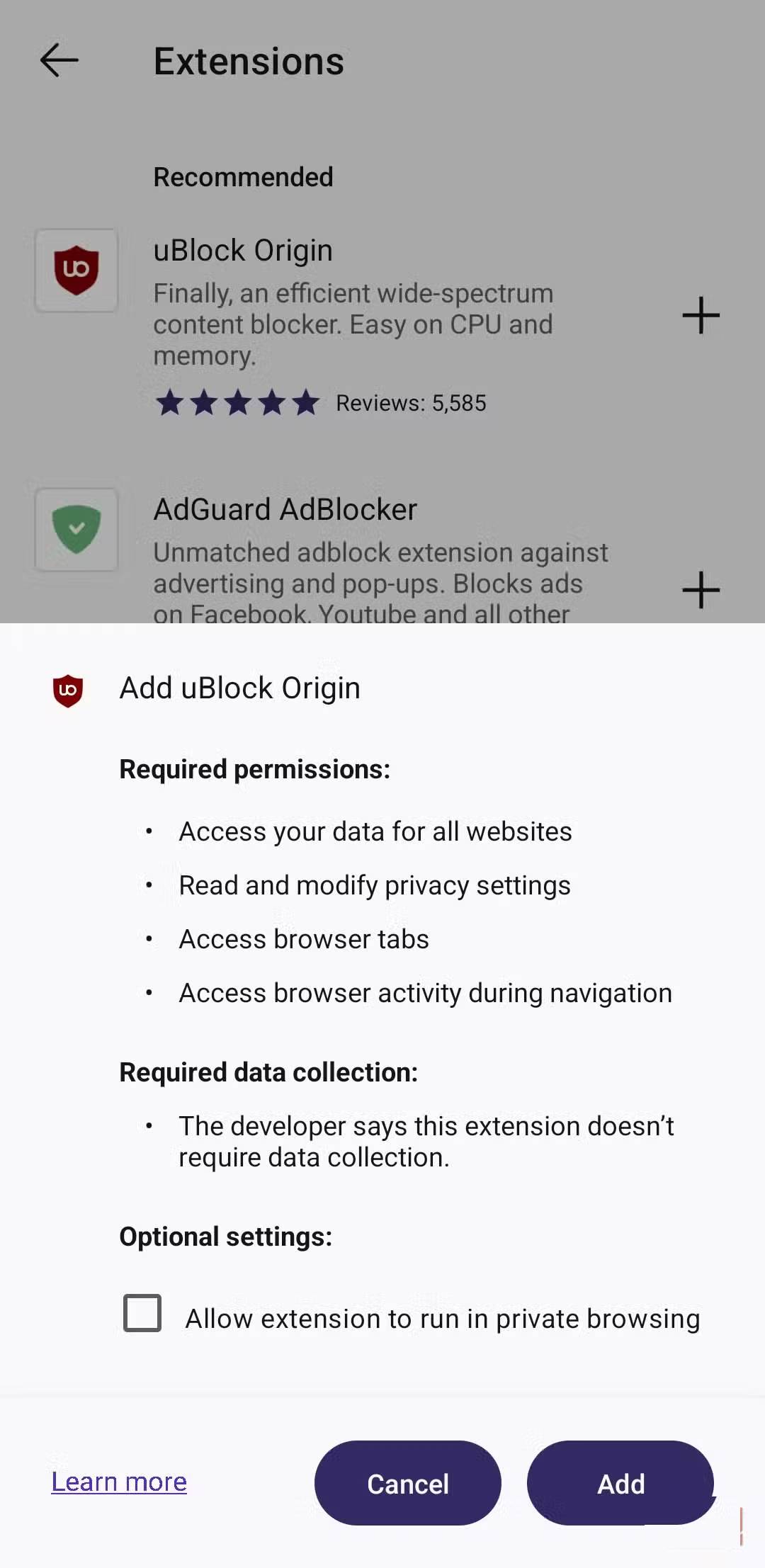 5 essential extensions for browsing the web on Android. Picture 1
