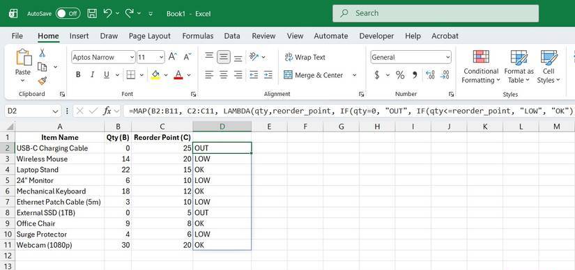 5 real-world examples demonstrating the effectiveness of the MAP function in Excel. Picture 1