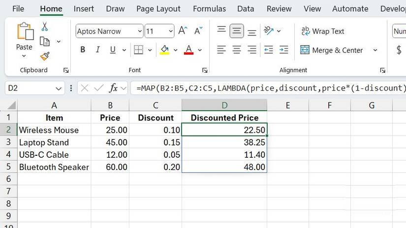 5 real-world examples demonstrating the effectiveness of the MAP function in Excel. Picture 8