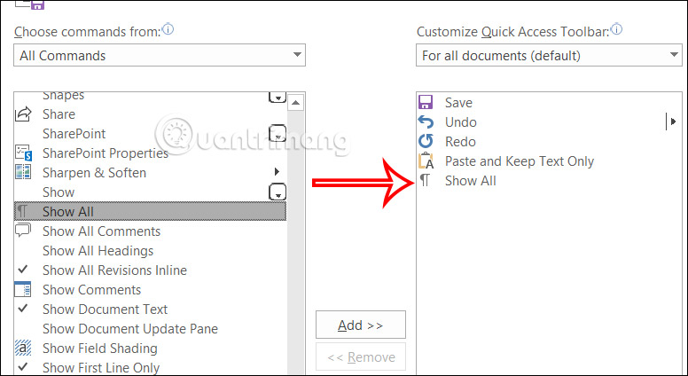 5 tools that should be on Quick Access Toolbar Word Picture 4