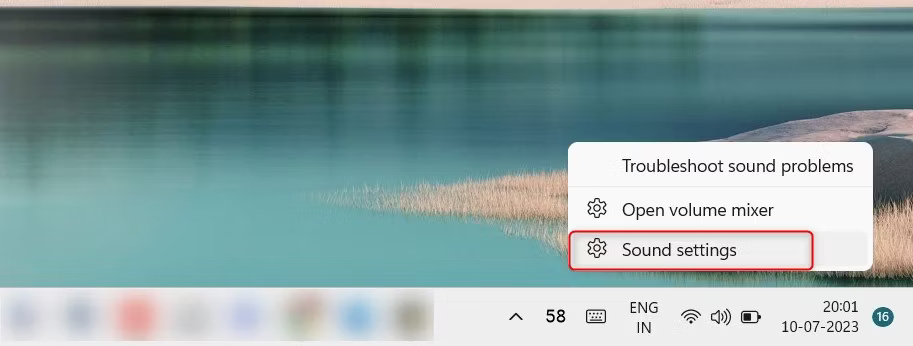 Picture 4 of 5 ways to open sound settings on a Windows PC