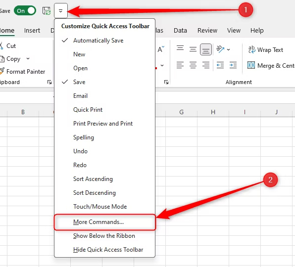 6 access should be on Quick Access Toolbar Excel Picture 6