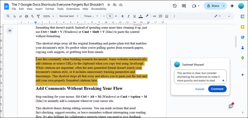 7 Google Docs Shortcuts Everyone Shouldn't Forget Picture 1