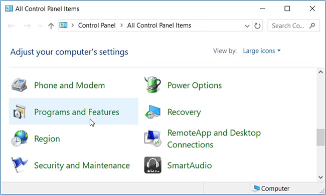 8 ways to open Programs and Features tool on Windows Picture 3