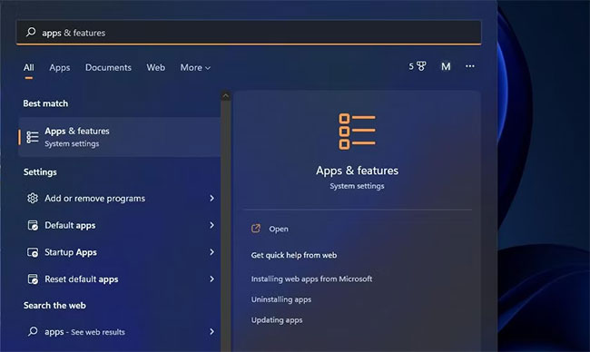 9 ways to open Apps & Features tool on Windows 11 Picture 3