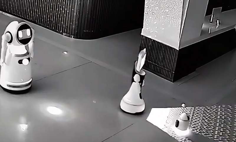 A small robot 'lures' large robots into quitting their jobs at a company Picture 3