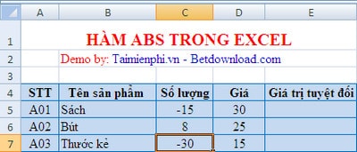 ABS function in Excel, formula, usage and examples Picture 1