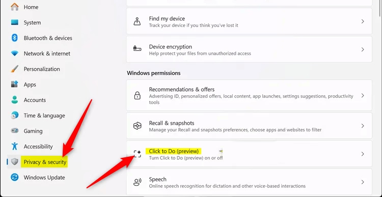 Instructions for activating Click to Do Windows 11 Picture 1