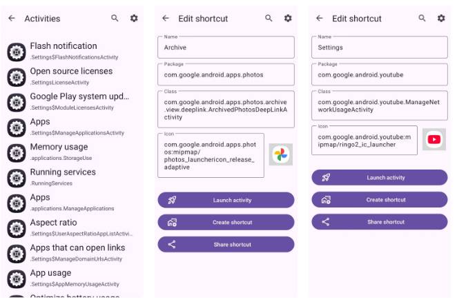 Activity Launcher - Application to create shortcuts on home screen Picture 1
