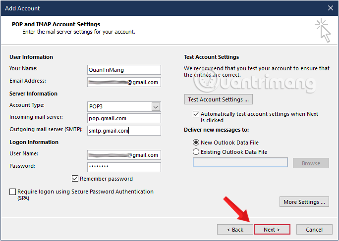images 12 of Add your Gmail account to Outlook with POP.