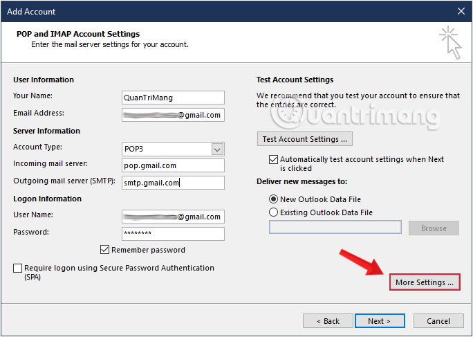 images 9 of Add your Gmail account to Outlook with POP.