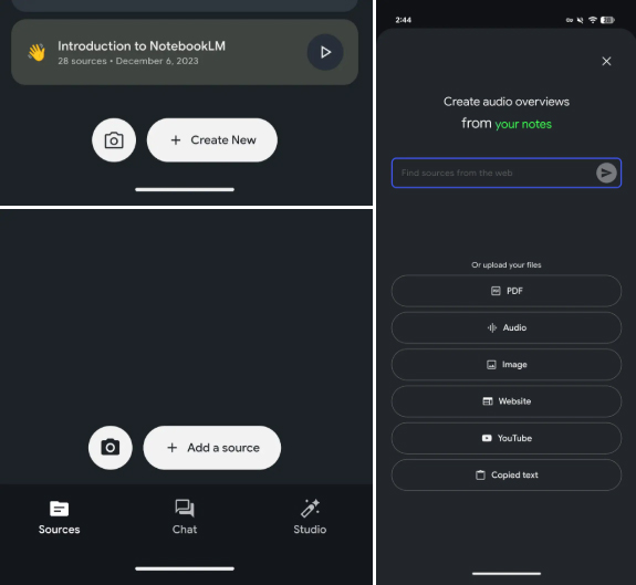 NotebookLM app adds built-in camera Picture 1