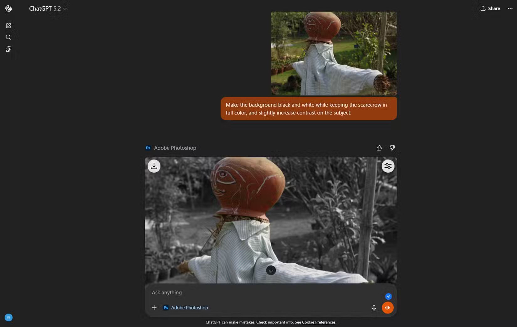 Advantages of using Photoshop in ChatGPT for photo editing. Picture 6