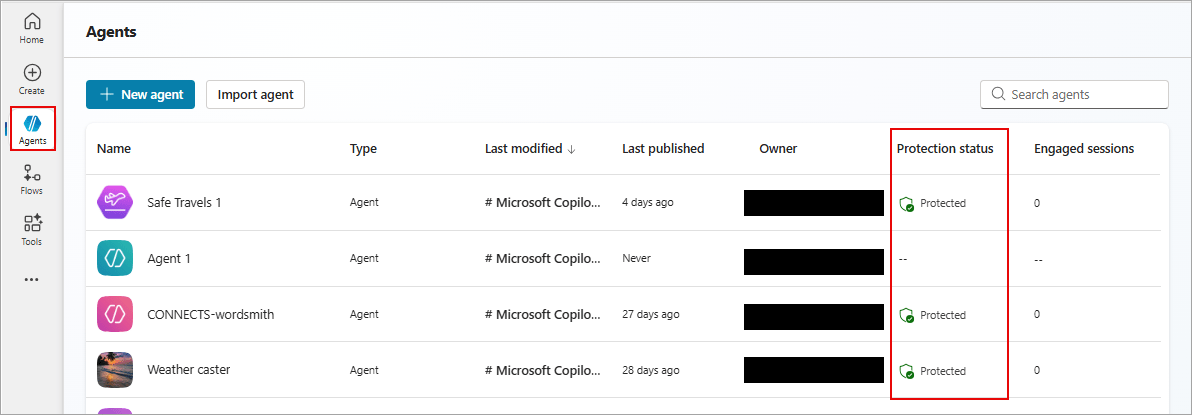 Picture 1 of Agent runtime protection status