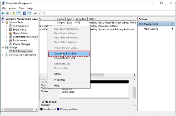 Apply immediately how to convert Dynamic hard drive to Basic without losing data Picture 4
