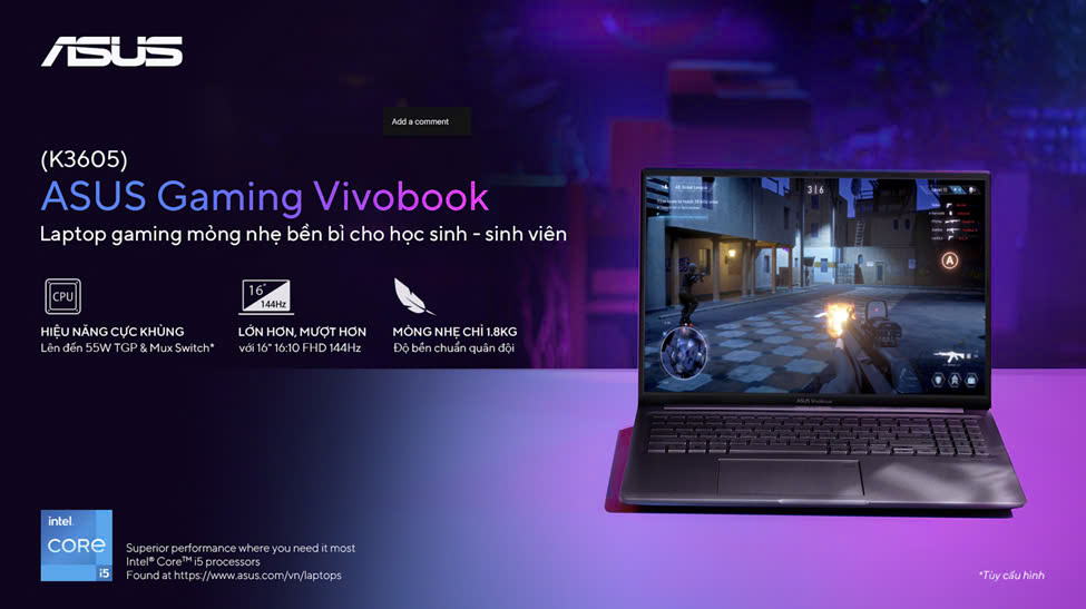 ASUS Gaming Vivobook (K3605) – The thinnest, lightest and most durable 16-inch gaming laptop for students Picture 1