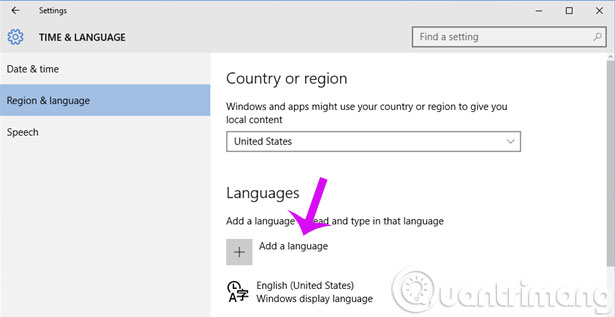 Picture 3 of Change Windows 10 to Vietnamese - The default language will be English.
