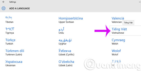 Picture 4 of Change Windows 10 to Vietnamese - The default language will be English.