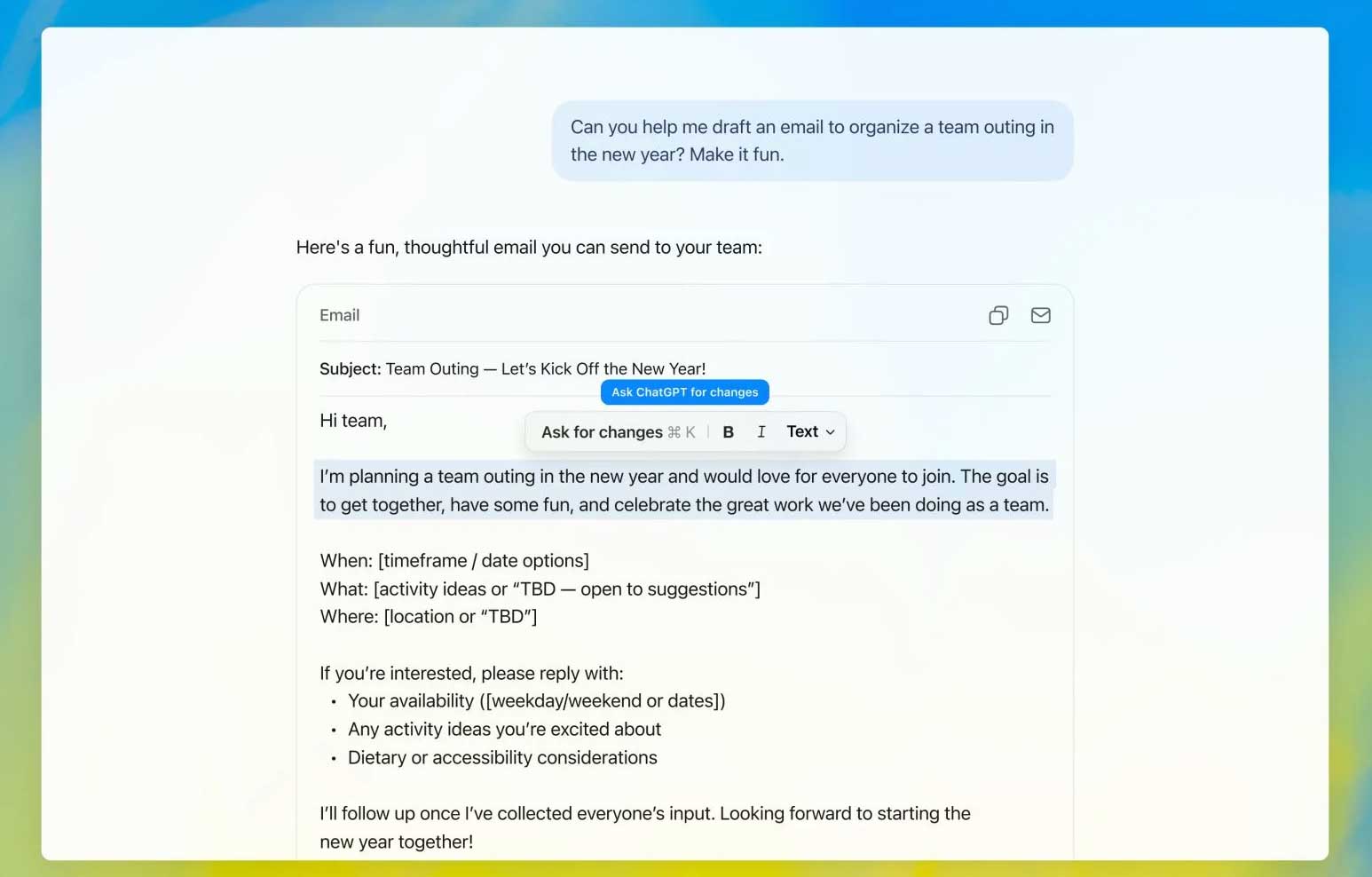 images 1 of ChatGPT on the web can now send emails directly: How to use the new feature
